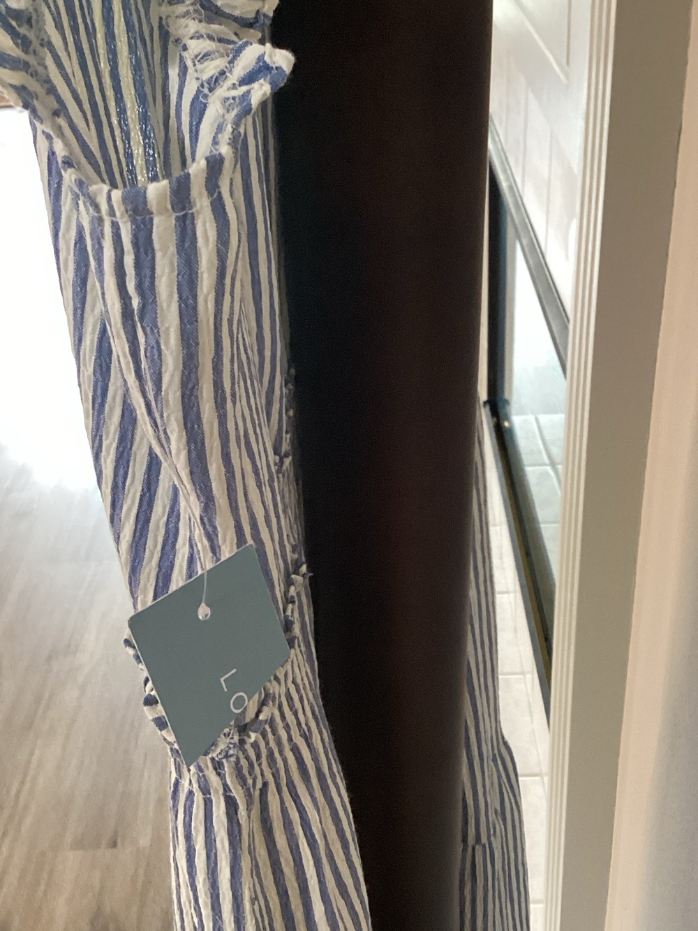 London Times Sleeveless Striped Maxi Dress - White and Navy - Picture 5 of 8